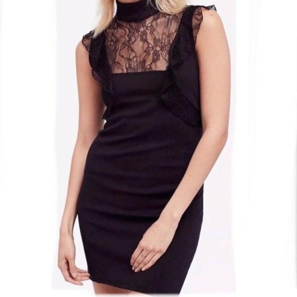 FREE PEOPLE Beaumont Muse‎ Black Lace  Dress XS